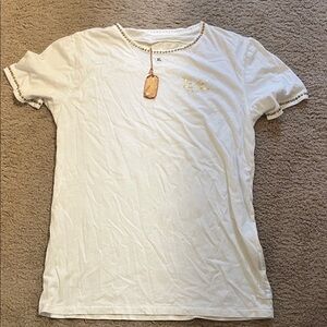 Robin's Jean White Short Sleeve Tee with Gold Accents